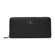 Calvin Klein Jeans Minimal Monogram Dragkedja Plånbok Black, Dam