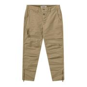 MOS Mosh Modern 7/8 Längd Byxor med Knappdetalj Beige, Dam