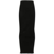 Rick Owens Svart Maxi Kjol med Bakre Slits Black, Dam