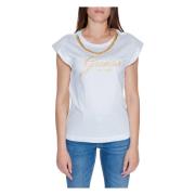 Guess Crystal Logo T-shirt Höst/Vinter Kollektion White, Dam