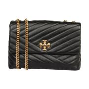 Tory Burch Chevron Konvertibel Axelväska i Svart Black, Dam