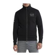 La Martina Broderad Logo Zip Sweatshirt Black, Herr