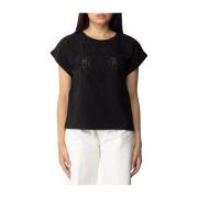 Twinset Oval T-shirt i spets Black, Dam