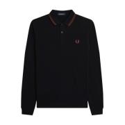 Fred Perry Svart/Whiskybrwn Bomull Polotröja Black, Herr