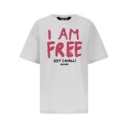 Just Cavalli Vit T-shirt med bokstavstryck White, Herr