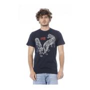 Cavalli Class Logo Print Crew Neck T-Shirt Blue, Herr