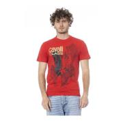 Cavalli Class Herr Logo Print Crew Neck T-Shirt Red, Herr