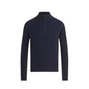 Belstaff Blå Quarter Zip Jumper Vaffelstickning Blue, Herr