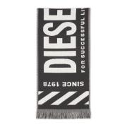 Diesel Logoscarf med fransar Black, Herr