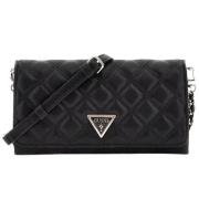 Guess Svart Liten Flap Handväska med Quiltad Effekt Black, Dam