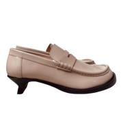 Loewe Beige Läder Loafers Beige, Dam