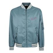 Valentino Garavani Nylon Bomberjacka med VLogo Print Blue, Herr