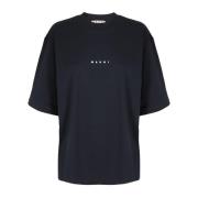 Marni Avslappnad Bomull T-shirt Blue, Dam