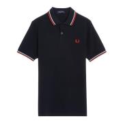 Fred Perry Herr Polo Skjorta Dubbel Rand Blue, Herr