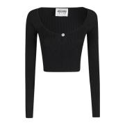 Moschino Stretch Viskos Mode Topp Black, Dam