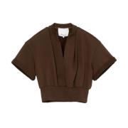 3.1 Phillip Lim Kortärmad Cropped Sweatshirt Brown, Dam