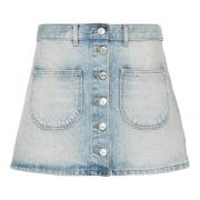 Courrèges Denim Mini Kjol Blue, Dam