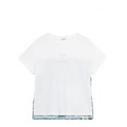 Oltre Satin T-shirt med bokstavapplikation White, Dam