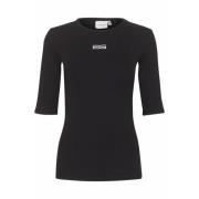 Gestuz Half Sleeve Logo Top Svart Black, Dam