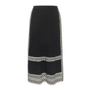 Part Two Svart Border Print Kjol Black, Dam