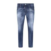 Dsquared2 Slim-Fit Denim Jeans med Slitna Detaljer Blue, Herr
