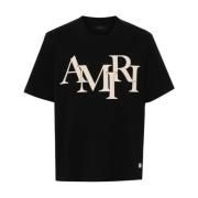 Amiri Svart Logo Print Crew Neck T-shirt Black, Herr