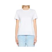 Dondup Vit Bomull T-shirt med Broderat Logotyp White, Dam