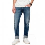 Replay Blå skinny jeans med knapp och dragkedja Blue, Herr