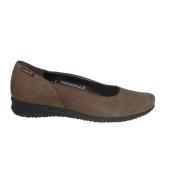 Mephisto Nubuck Slip-On Ballerina - Taupe Beige, Dam