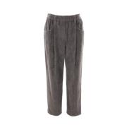 Brunello Cucinelli Baggy Crop Velvet Byxor Gray, Dam