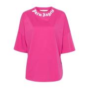 Palm Angels Logo Print Crew Neck T-shirts Pink, Dam