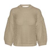 InWear Cool Hole Pattern Knit Sweater Beige, Dam