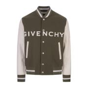 Givenchy Grön Bomberjacka Melange Ull Läder Green, Herr