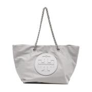 Tory Burch Snygg Axelväska med Logo Patch Gray, Dam