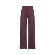 Oseree Aubergine Lurex Flared High Waist Byxor Purple, Dam