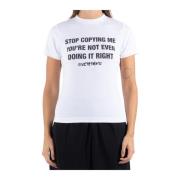 Vetements Vit Stretchig Slogan Print T-shirt White, Dam