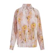 Msgm Rosa Artsy Flower Print Skjorta Multicolor, Dam