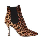 Dolce & Gabbana Leopardmönstrade klackboots Brown, Dam