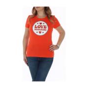 Love Moschino Orange Tryckt T-shirt - Vår/Sommar Väsentlig Orange, Dam