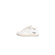 Enterprise Japan Läder Skater Sneakers med Gummisula White, Dam