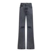 MM6 Maison Margiela High-Rise Wide Jeans Black, Dam