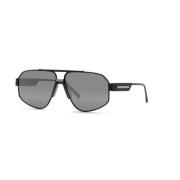 Philipp Plein Svart Silver Solglasögon Semi Matt Black, Unisex