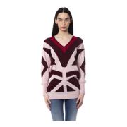 Byblos Oversized V-neck Wool Sweater Multicolor, Dam