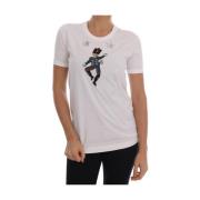 Dolce & Gabbana Sagans Paljett T-shirt White, Dam