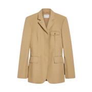 Sportmax Modern Strukturerad Blazer Beige, Dam