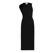 Sportmax Chic Asymmetrisk Svart Midi Klänning Black, Dam