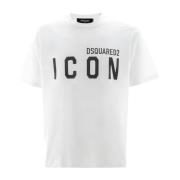 Dsquared2 Klassisk bomullst-shirt för män White, Herr