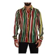Dolce & Gabbana Randig långärmad skjorta Multicolor, Herr