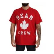 Dsquared2 Röd Bomull Crewneck T-shirt Red, Herr