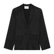 Marc O'Polo Satin blazer relaxed Black, Dam